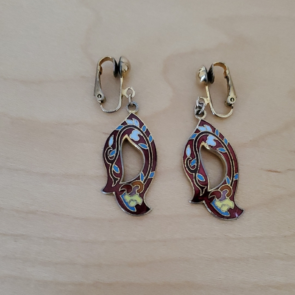 Cloisonne Clip-On Earrings